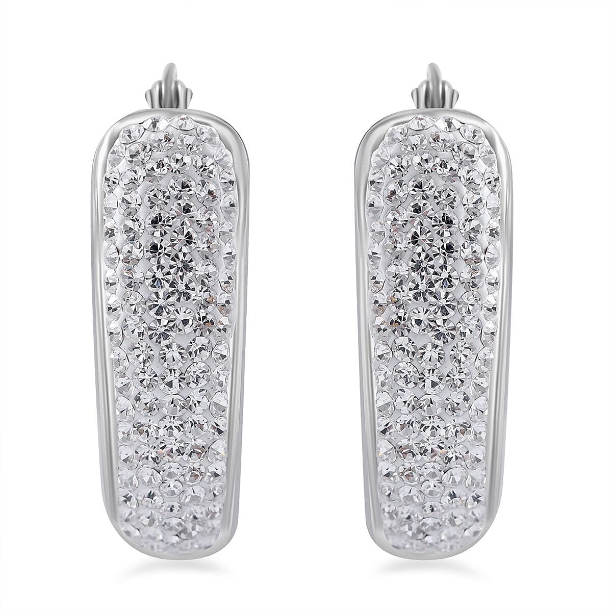 Austrian Crystal Huggie Earrings in Sterling Silver