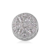 Simulated Diamond Flower Charm in Rhodium Over Sterling Silver