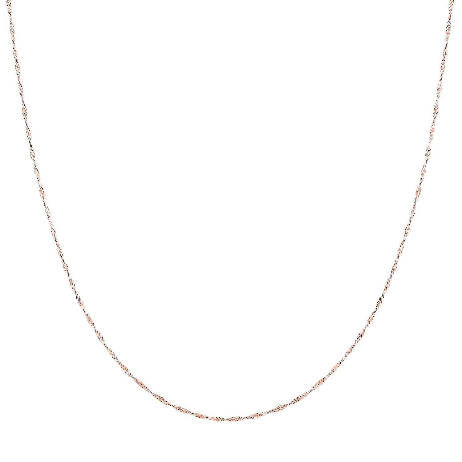 14K Rose Gold Over Sterling Silver Singapore Necklace 24 Inches 2.80 Grams