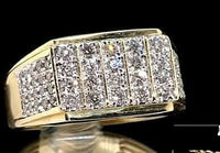 NY Closeout 10K Yellow Gold Diamond Men's Ring 7.25 Grams 1.00 ctw