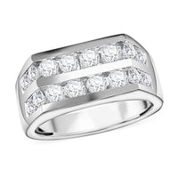 NY Closeout 10K White Gold Diamond 2 Row Men's Ring (Size 10.0) (8 g) 2.00 ctw