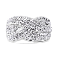 Austrian Crystal Overbridge Ring in Sterling Silver (Size 11.0)