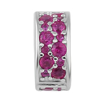 Simulated Ruby Color Diamond Charm in Rhodium Over Sterling Silver