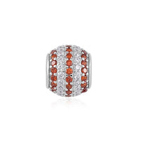 Simulated Orange and White Diamond Charm in Rhodium Over Sterling Silver