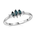 Premium Pirineu Lagoon Tourmaline, Diamond 3 Stone Ring in Rhodium Over Sterling Silver (Size 10.0) 0.30 ctw - Sticky add to cart bar