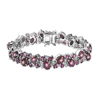 Premium Indian Star Ruby and Multi Gemstone Bracelet in Platinum Over Sterling Silver (6.75 In) 41.25 ctw