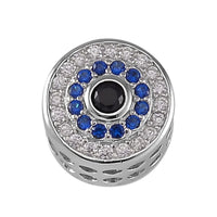 Simulated Multi Color Diamond Charm in Rhodium Over Sterling Silver