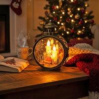Golden Hanging Lantern Desk Decor with LED Light (7.09"x3.74"x9.85") (3xAAA Not Included)