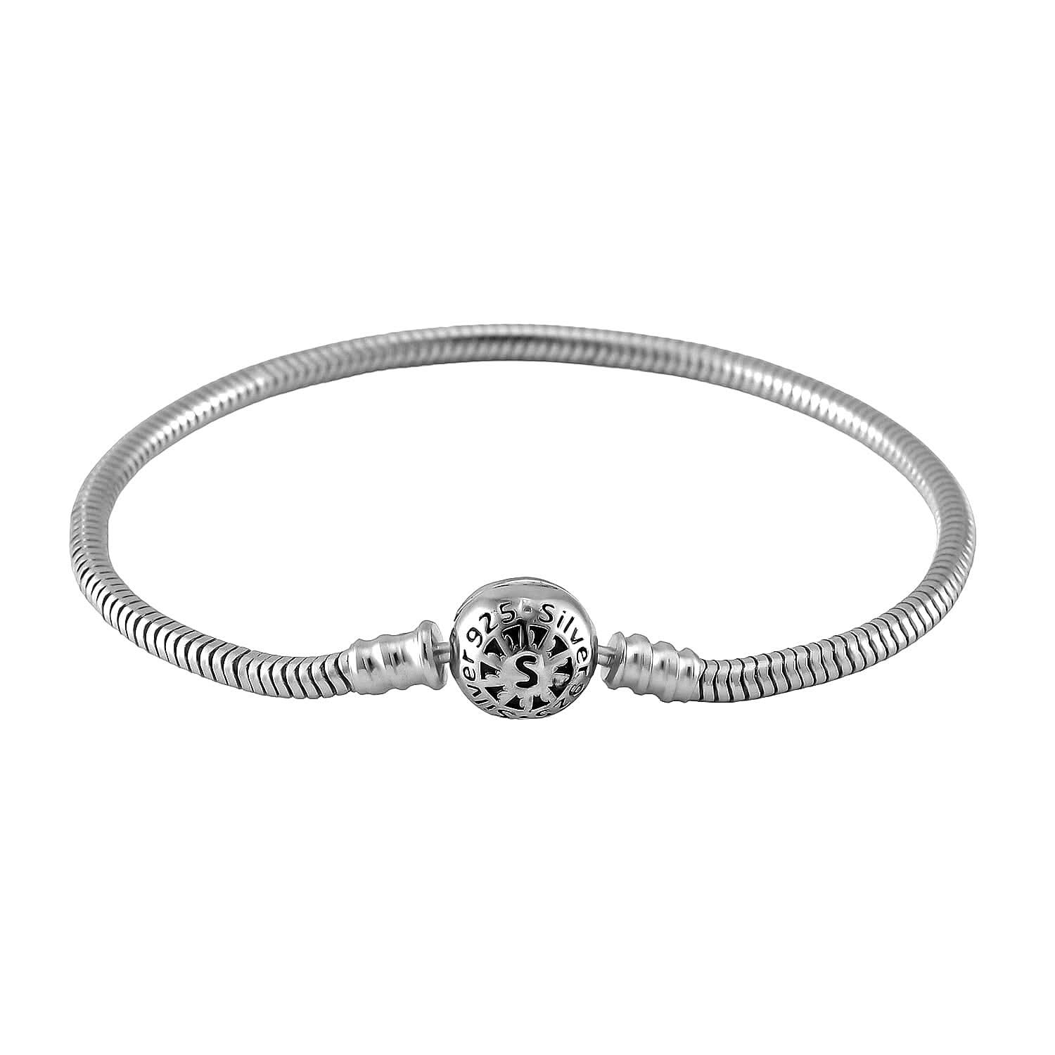 Hollow Bracelet in Rhodium Over Sterling Silver (7.25 In) (8.15 g)
