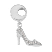Simulated Diamond High Heels Charm in Rhodium Over Sterling Silver 0.35 ctw