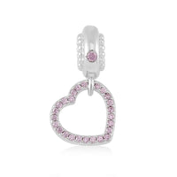 Simulated Pink Diamond Heart Charm in Rhodium Over Sterling Silver 0.35 ctw