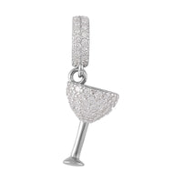Simulated Diamond Charm in Rhodium Over Sterling Silver 0.70 ctw
