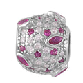 Simulated Ruby and Pink Color Diamond Charm in Rhodium Over Sterling Silver - Sticky add to cart bar