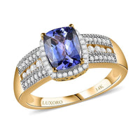 Luxoro 14K Yellow Gold Premium Tanzanite, Diamond (I2) Ring (Size 10.0) 2.40 ctw