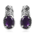 African Amethyst 2.25 ctw Solitaire Stud Earrings in Stainless Steel - Sticky add to cart bar