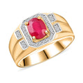 Benati Ruby and White Zircon Men's Ring in Vermeil Yellow Gold Over Sterling Silver (Size 10.0) 3.10 ctw - Sticky add to cart bar
