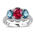 Ouro Fino Rubellite and Multi Gemstone Ring in Rhodium Over Sterling Silver (Size 6.0) 2.90 ctw - Sticky add to cart bar