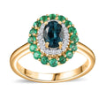 Luxoro 14K Yellow Gold AAA Monte Belo Indicolite, Boyaca Colombian Emerald, Diamond (G-H, I2) (0.16 cts) Floral Ring (Size 6.0) (4 g) 1.52 ctw - Sticky add to cart bar