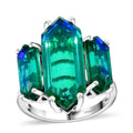 Peacock Quartz 3 Stone Ring in Rhodium Over Sterling Silver (Size 10.0) 11.30 ctw - Sticky add to cart bar