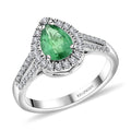 Certified & Appraised Rhapsody 950 Platinum AAAA Gemfield Emerald and E-F VS Diamond Ring 6 Grams 1.00 ctw - Sticky add to cart bar