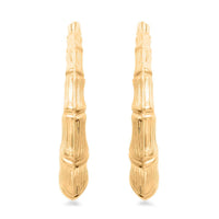 10K Yellow Gold Bamboo Hoop Earrings 2.60 Grams