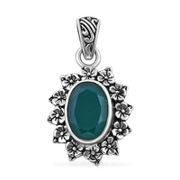 Bali Legacy Verde Onyx 5.20 ctw Floral Pendant in Sterling Silver
