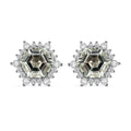Montezuma Prasiolite and White Zircon 5.65 ctw Sunburst Stud Earrings in Rhodium Over Sterling Silver - Sticky add to cart bar