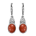 Red Jade Lever Back Earrings in Stainless Steel 6.40 ctw - Sticky add to cart bar