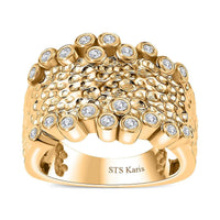 Karis Simulated Diamond Bubbles Ring in 18K YG Plated (Size 10.0) 0.60 ctw
