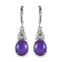 Red Jade Lever Back Earrings in Stainless Steel 6.40 ctw
