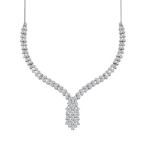 D'Joy Moissanite 19.35 ctw Waterfall Necklace in Rhodium Over Sterling Silver 18 Inches