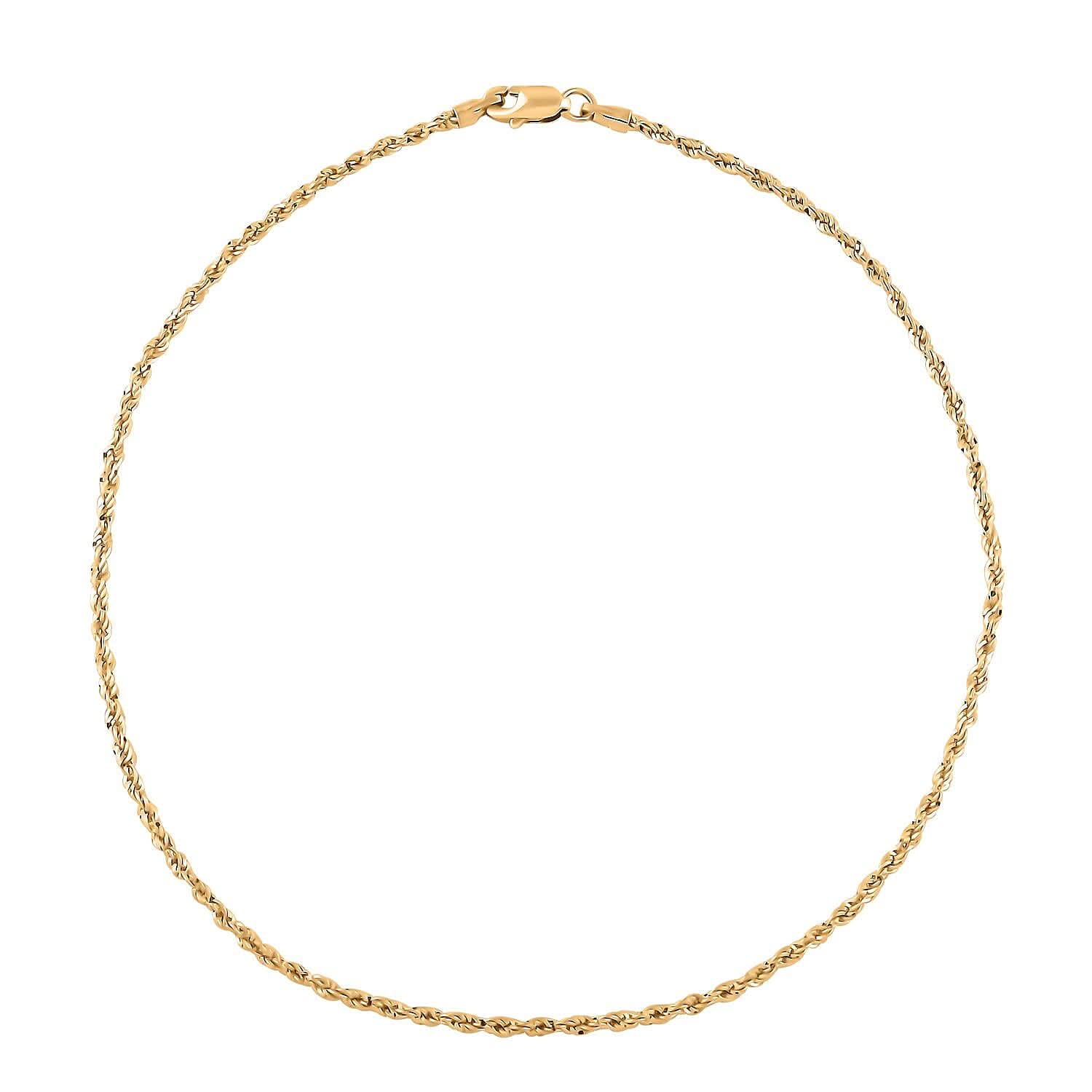 14K Yellow Gold Rope Anklet (10 In) 0.90 Grams