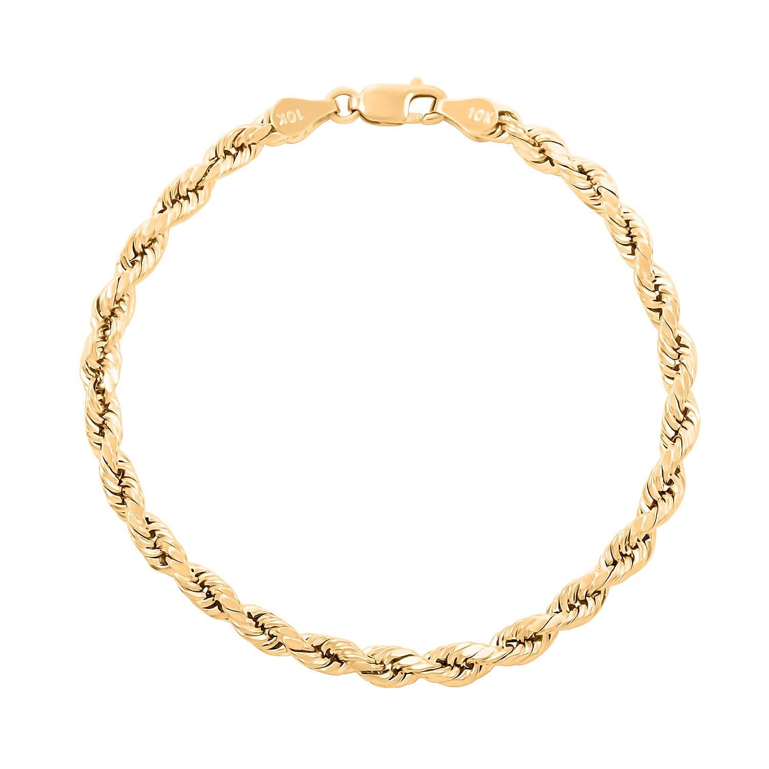 10K Yellow Gold 4mm Rope Bracelet (7.00 In) 2.40 Grams