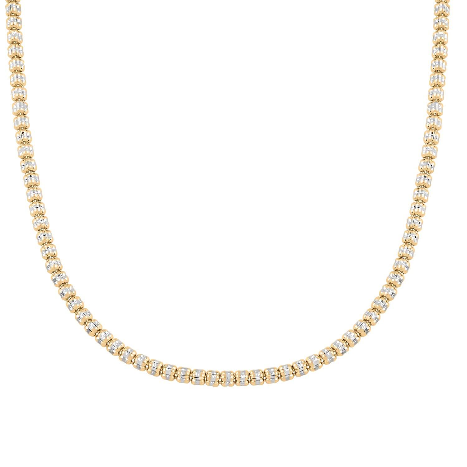 10K Yellow and White Gold 3mm Ice Chain Necklace 20 Inches 11.10 Grams