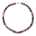 Pink Zebra Jasper 250.00 ctw Beaded Necklace in Sterling Silver 18 Inches - Sticky add to cart bar