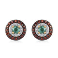 D'Joy Boyaca Colombian Emerald, Brown and White Zircon 0.85 ctw Mystic Halo Earrings in 18K Vermeil Yellow Gold Over Sterling Silver - Sticky add to cart bar