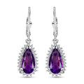 African Amethyst and White Zircon 4.10 ctw Lever Back Earrings in Rhodium Over Sterling Silver - Sticky add to cart bar