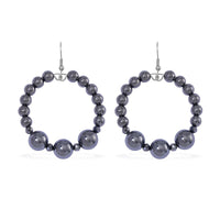 Terahertz Beaded Hoop Earrings in Stainless Steel 75.00 ctw