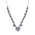 Tanzanite 8.80 ctw Bromeliad Floral Necklace in Rhodium Over Sterling Silver 18-20 Inches - Sticky add to cart bar