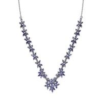 Tanzanite 8.80 ctw Bromeliad Floral Necklace in Rhodium Over Sterling Silver 18-20 Inches
