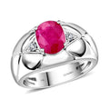 Certified & Appraised Luxoro 14K White Gold AAA Montepuez Ruby and I2 Diamond Ring 7.50 Grams 2.35 ctw - Sticky add to cart bar