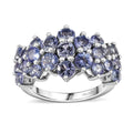 Tanzanite Cluster Ring in Rhodium Over Sterling Silver (Size 10.0) 2.70 ctw - Sticky add to cart bar