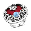 TLV Bali Legacy Sponge Coral, Larimar and Multi Gemstone Ocean Bloom Ring in Sterling Silver (Size 10.0) 2.75 ctw - Sticky add to cart bar
