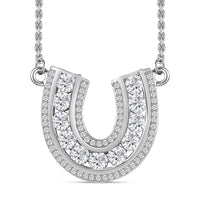Moissanite 1.75 ctw Horseshoe Necklace in Rhodium Over Sterling Silver 18 Inches