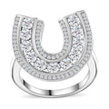Moissanite 1.75 ctw Horseshoe Ring in Rhodium Over Sterling Silver - Sticky add to cart bar