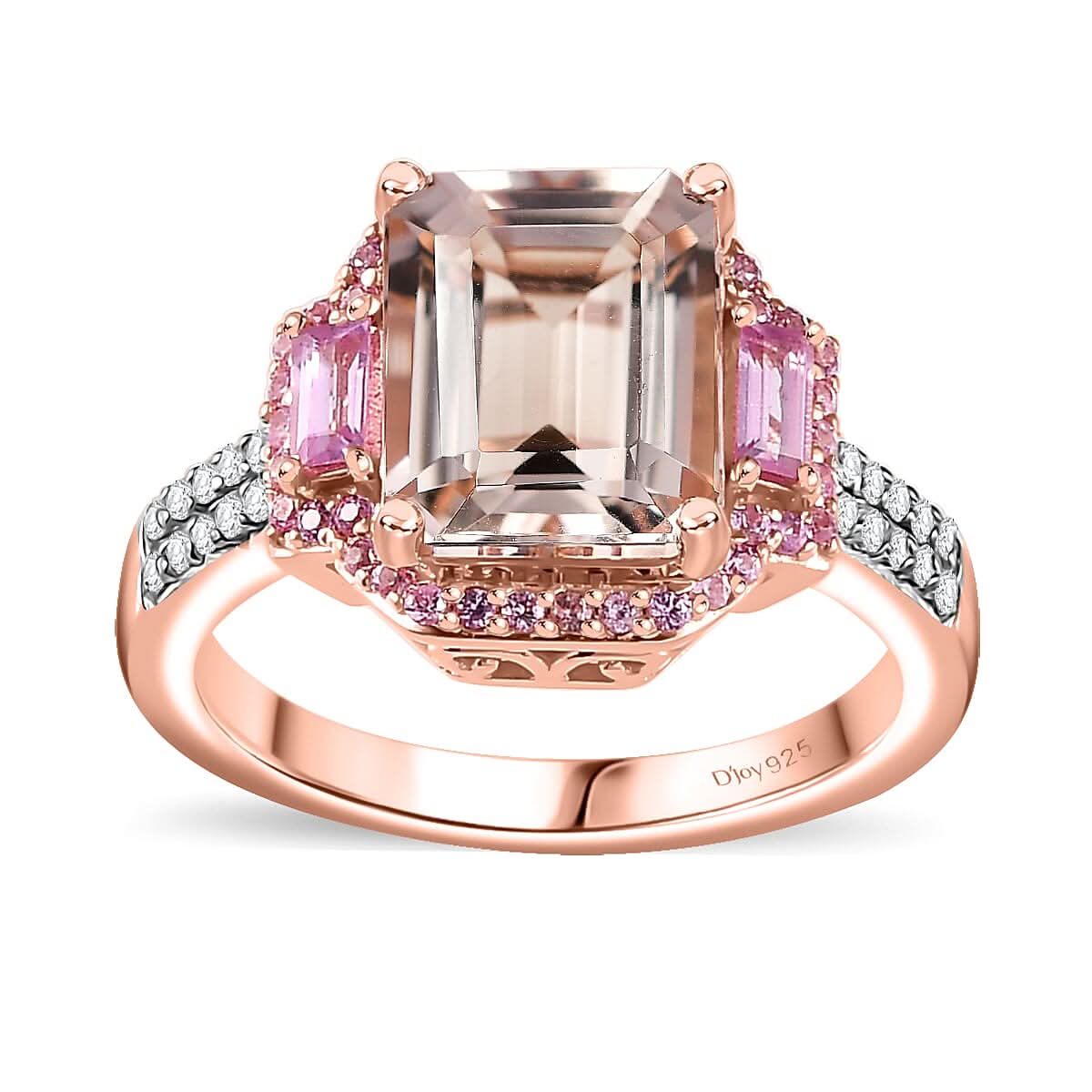 TLV Premium Marropino Morganite, Multi Gemstone Ring in Vermeil RG Over Sterling Silver (Size 10.0) 4.00 ctw