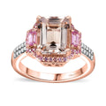 TLV Premium Marropino Morganite, Multi Gemstone Ring in Vermeil RG Over Sterling Silver (Size 10.0) 4.00 ctw - Sticky add to cart bar
