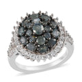 DOORBUSTER Narsipatnam Alexandrite and Natural White Zircon Cluster Ring in Platinum Over Sterling Silver 2.00 ctw - Sticky add to cart bar