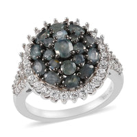 DOORBUSTER Narsipatnam Alexandrite and Natural White Zircon Cluster Ring in Platinum Over Sterling Silver 2.00 ctw