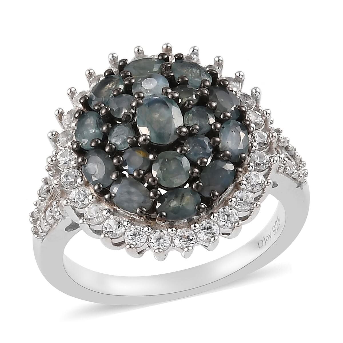 DOORBUSTER Narsipatnam Alexandrite and Natural White Zircon Cluster Ring in Platinum Over Sterling Silver 2.00 ctw (1)